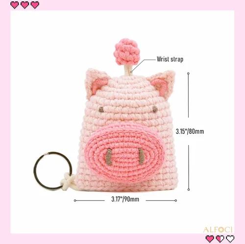Vista 2 de ALFOCI Llavero de ganchillo para mujer y niña bonito regalo de animales llaveros Kawaii accesorios de decoración para llaves de coche 374 x 315 x 079
