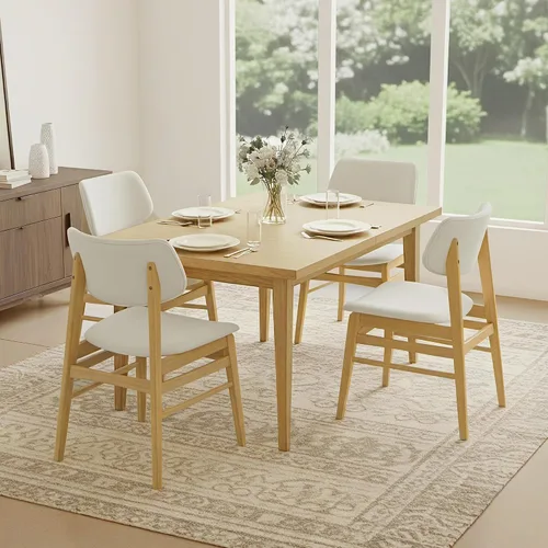Vista 6 de KISLOT - Juego de 2 sillas de comedor de madera, sillas de cocina tapizadas, originales