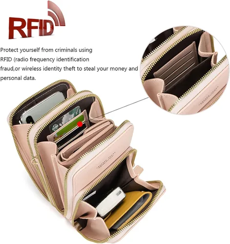 Vista 6 de Bolso chico en bandolera de mujer para celular, minicartera tarjetera monedero de manohombro