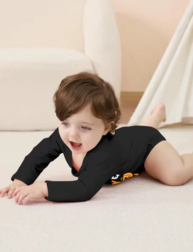 Vista 19 de BFUSTYLE Mameluco de manga larga para bebés niños y niñas, traje divertido para bebés de 0 a 18 meses