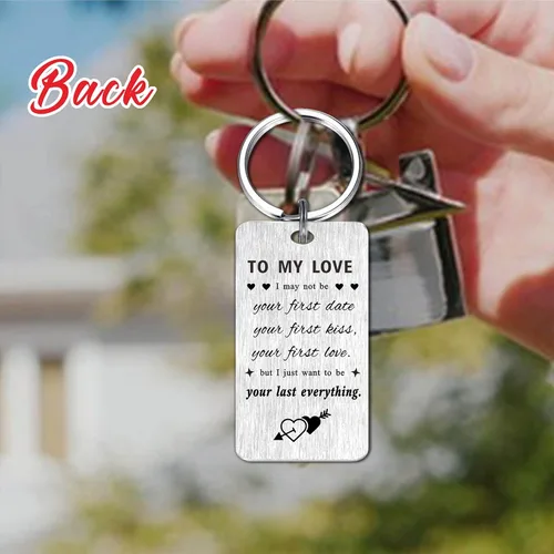 Vista 4 de Happy Anniversary Keychain Gifts For Women Men Husband Wife- Silver Metal Key chain Keepsake