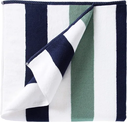 Vista 18 de Laguna Beach Textile Co. Toalla de playa Tropical Cabana - De gran tamaño, de felpa, 630 GSM de algodón - Azul Agave