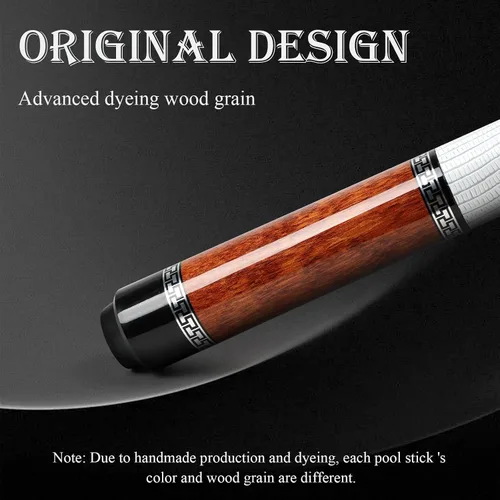Vista 2 de lotmusic Advanced Pool Stick with Telescopic Cue Extension, Original Dyeing Brown Cue Sticks for Billiard Enthusiasts, 58'' Pool Cue Set with