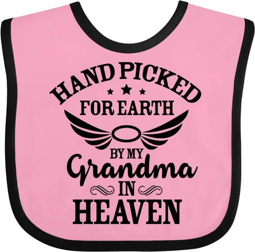 Vista 20 de inktastic Handpicked for Earth By My Grandma in Heaven Angel Wings Baby Bib