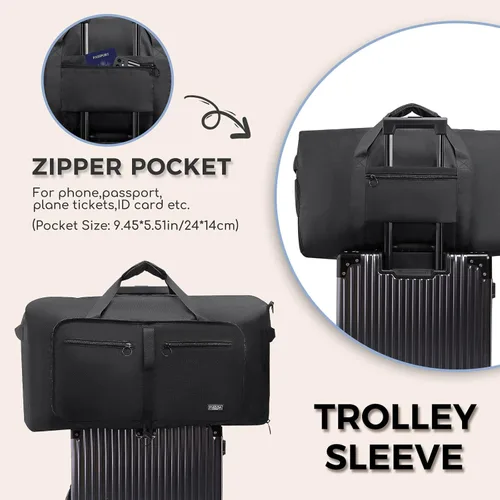 Vista 6 de Fmeida Bolsa de lona 65L, 65L-Negro, Bolsa de lona con compartimento para zapatos