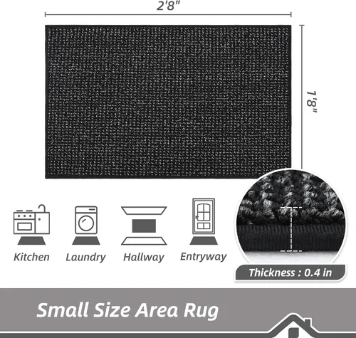Vista 2 de BEQHAUSE Alfombra de Entrada de 20"x32" Tapete Interior para Puerta Antideslizante Lavable, Alfombras de Pasillo Absorbentes y Resistentes a Manchas