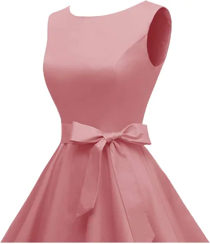 Vista 4 de Hanpceirs Vestido de cóctel para mujer estilo vintage de los años 50 sin mangas cuello en barco