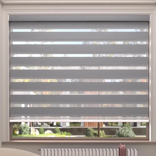 Vista 18 de MYshade Persianas enrollables de cebra opacas (85 %) con cordón para ventanas interiores, persianas de doble capa beige para dormitorio, baño, sala