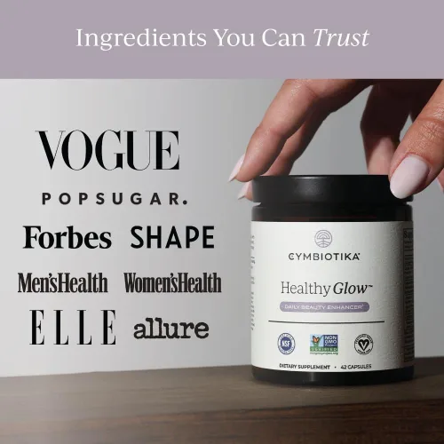 Vista 8 de CYMBIOTIKA Suplemento antienvejecimiento Healthy Glow, cuidado de la piel y apoyo a la producción de colágeno para mujeres y hombres, incluye ácido