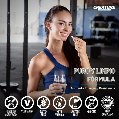 Vista 6 de CREATURE® Creatine Complex - Cápsulas de monohidrato de creatina con 5 tipos de creatina, incluyendo Con-Crēt® creatina HCL, promueve los músculos