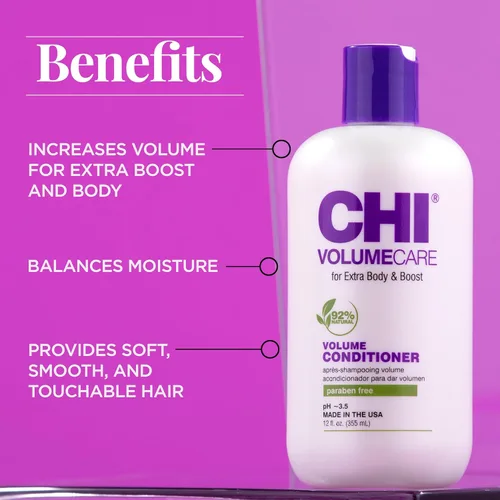 Vista 2 de CHI VolumeCare Acondicionador Voluminizador, Aumenta el Volumen en Cabello Fino, Delgado o Plano, Fórmula Hidratante, Sin Sulfatos, Sin Parabenos