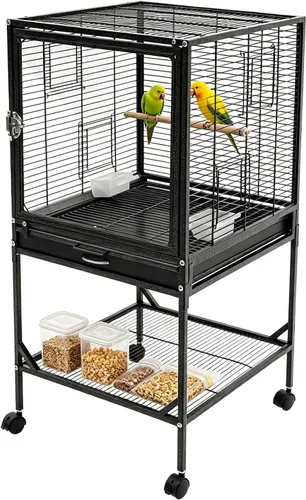 Vista 15 de Jaula de pájaro de metal,Jaulas grandes para periquitos para loro,Cockatiel Estilo-11