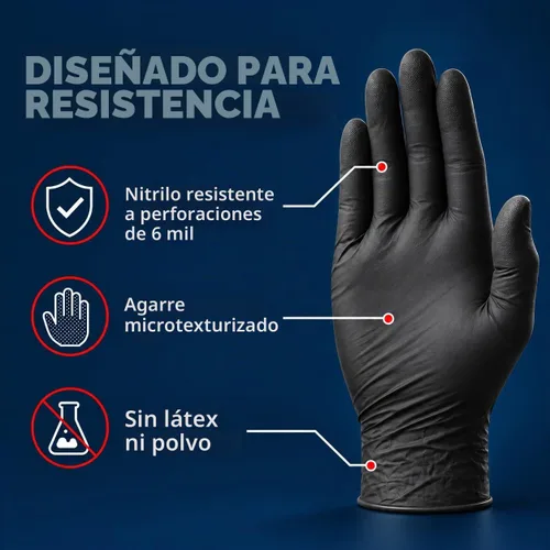 Vista 2 de Volt 6 Mil Black Nitrile Disposable Glove - Micro Texture Grip