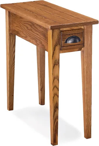Vista 15 de Leick Home 9018-BR - Mesa auxiliar de patas de cabriole francés con un cajón, con estante, color marrón cereza