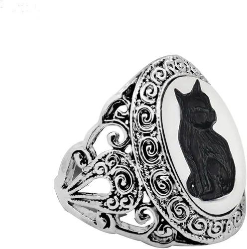 Vista 6 de Vintage Look 10pcs Lot Cat Cameo Anillos para las Mujeres Antiguo Plata Real Plateado Diseño Tamaño Mezclado Personalizado Joyería de Moda, Metal