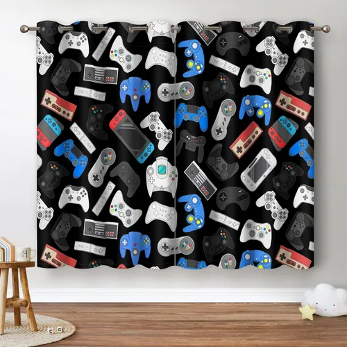 Vista 8 de Jekeno Cortinas Opacas Coloridas con Bloques de Construcción - Cortinas de Juguete Geométricas Abstractas para Niños Niñas Adolescentes Dormitorio