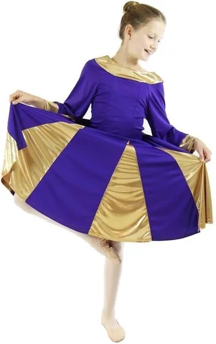 Vista 4 de Danzcue Vestido de alabanza para niñas Plata real brillante