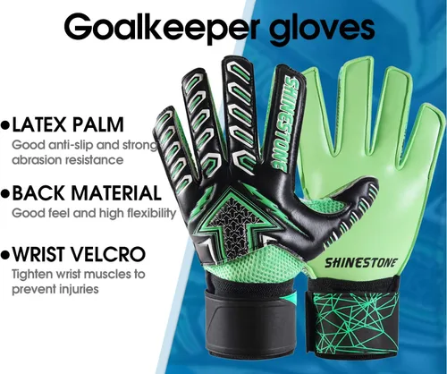 Vista 2 de Shinestone Guantes de portero de portero para jóvenes y adultos, guantes de portero de fútbol con fuerte agarre y protección para los dedos