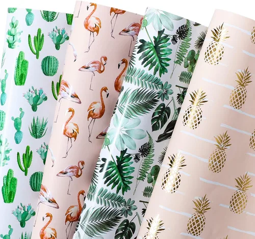 Vista 22 de WRAPAHOLIC Hoja de papel de regalo, 12 hojas con bonito diseño de animales para cumpleaños, vacaciones, fiestas, baby shower, 17.5 x 39.3 pulgadas