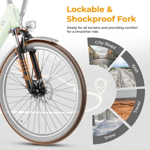 Vista 4 de Heybike Bicicleta eléctrica Cityscape 2.0 para adultos con motor de pico de 1200 W, batería extraíble de 468 Wh, bicicleta eléctrica de 50 millas