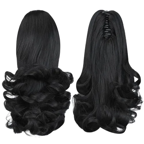 Vista 9 de extensión de cola de caballo, extensión de pelo con pinza de 12" cola de caballo rizada corta Extensión de pelo sintético de aspecto natural