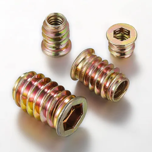 Vista 6 de Wensilon 1/4 "-10 200 piezas de insertos roscados para madera hexagonal, insertos de madera, tuercas para muebles