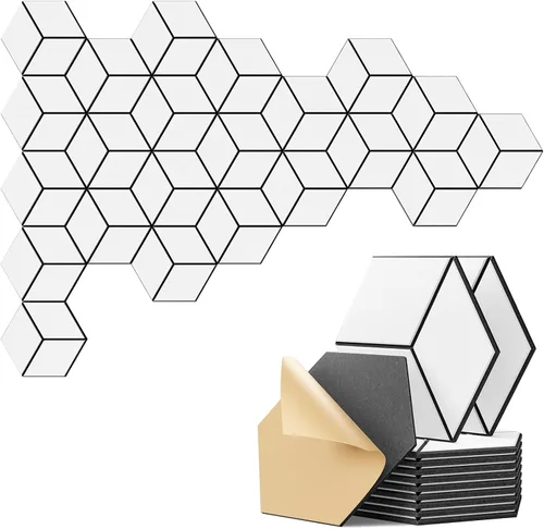 Vista 170 de Paquete de 12 paneles acústicos autoadhesivos de 12 x 10 x 0.4 pulgadas, paneles de espuma a prueba de sonido con alta densidad, elegante diseño