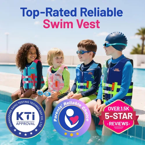 Vista 3 de HeySplash Toddler Swim Vest, Kids Swimming Jacket Fit 20-30/30-50/50-90lbs, Child Floaties Vest with Safety Strap, Float Jacket for Girls/Boys on