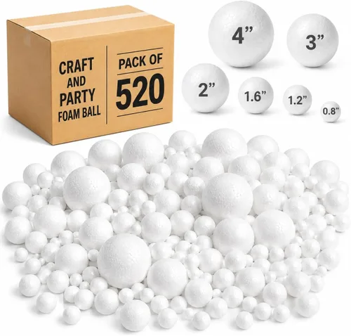 Vista 6 de Evershine Paquete de 100 bolas de espuma para manualidades de 1 pulgada, bolas de poliestireno de espuma lisas blancas para proyectos