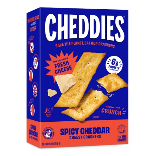 Vista 12 de Cheddies, Galletas de queso cheddar 100% naturales con proteína, queso cheddar, 4.2 onzas, 6g de proteína, bajas en carbohidratos