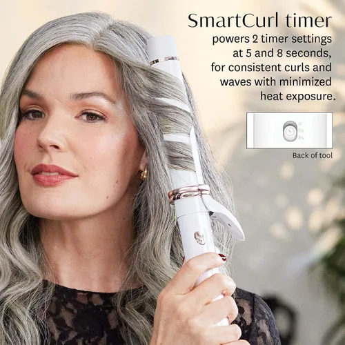 Vista 4 de T3 CurlWrap Automatic Rotating Curling Iron with Longer Barrel, 2 Timer Settings, 9 Heat Settings, Auto-Rotating Ceramic Barrel and Ion Generator