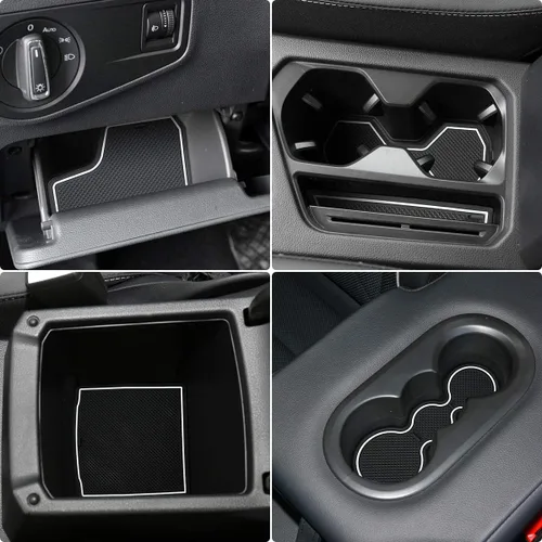 Vista 9 de Auovo Alfombrillas antipolvo para Volkswagen VW Tiguan accesorios 2024 2023 2022 2021 2020 2019 2018 personalizados portavasos, puertas y consolas