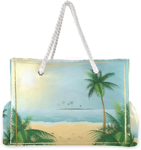 Vista 2 de senya Bolsas de playa grandes de lona, bolsa de hombro, Sealives, Sea World, bolsas resistentes al agua para gimnasio, viajes diarios