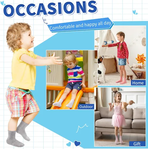 Vista 5 de Tphon Calcetines para Niños Pequeños, Calcetines Antideslizantes para Bebés para Niños y Niñas, 12 Pares de Calcetines para Niños Infantes de 6M-10