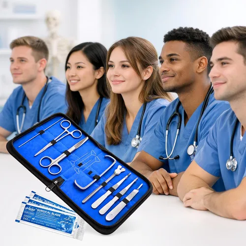Vista 8 de Core Flex Kit avanzado de disección de anatomía de laboratorio de biología con cuchillas de mango de cuchillo de bisturí de acero inoxidable
