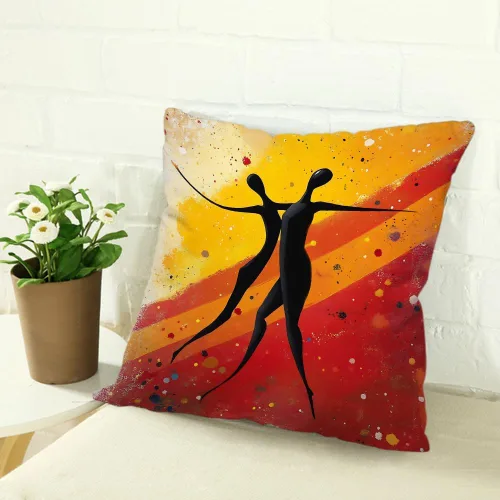 Vista 2 de Fundas de almohada de lino y algodón para parejas africanas, estilo vintage, abstracto, negro, amarillo, rojo, fundas de almohada para sofá, cama