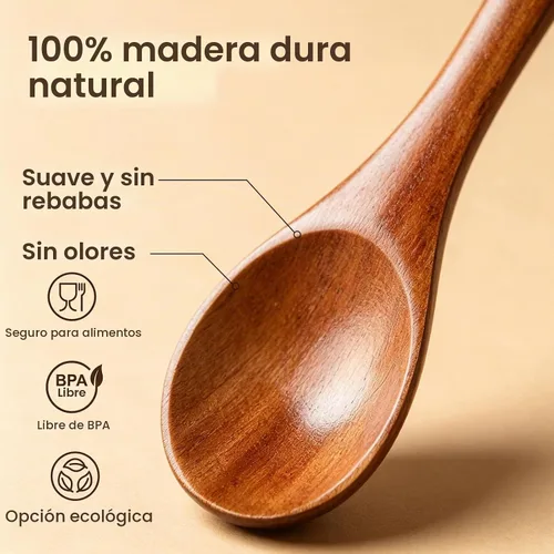 Vista 6 de HANSGO 12 unidades de cucharas de madera pequeñas, cuchara de 5 pulgadas para miel, té, café, mermelada, baño, azúcar, sales, especias, condimentos