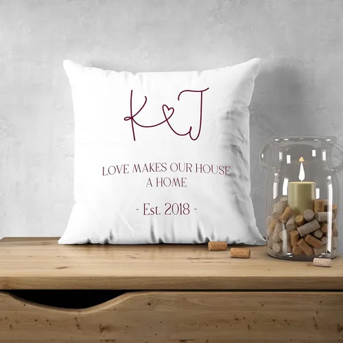 Vista 3 de sockprints Personalized Pillow Case Cover 18x18 - Throw Pillow Covers - Custom Monogram Accent Pillow - Pillow Covers with Names - Love Makes Our