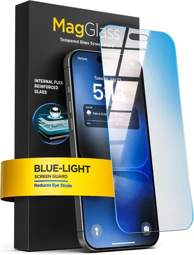 Vista 7 de magglass Protector de pantalla Bluelight, compatible con iPhone 15 (2023), vidrio templado con bloqueo de luz azul, aplicador fácil sin burbujas