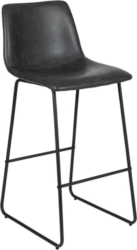Vista 8 de Flash Furniture Taburete de bar LeatherSoft de 30 pulgadas, gris oscuro Grado comercial, altura de la barra
