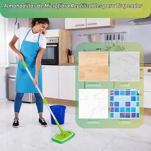 Vista 5 de Ziliny 32 almohadillas reutilizables de microfibra lavables de microfibra compatibles con Swiffer Refill paños de barrido en seco para limpieza