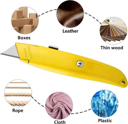 Vista 3 de DIYSELF Paquete de 2 cortadores retráctiles con 10 hojas de cuchillo utilitario, cuchillas afiladas de acero SK5, cortadores de caja para cartón