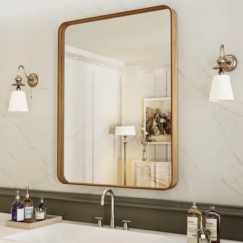 Vista 25 de LOAAO 20x16 Pulgadas Espejo de Baño con Marco de Metal Negro para Pared, Espejo de Tocador de Baño de Estilo Granja, Espejo Grande Rectangular