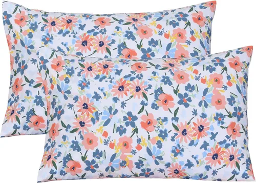 Vista 32 de Feather & Stitch - Fundas de almohada 100% algodón de 2 piezas tamaño Queen, 300TC fundas de almohada ultra suaves con cierre de sobre, resistentes