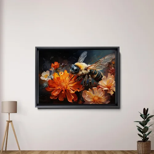 Vista 3 de StoreUSA97 Arte de pared floral de abejorro, impresión mágica en lienzo botánico, ilustración de retrato de abeja encantada, póster de jardín