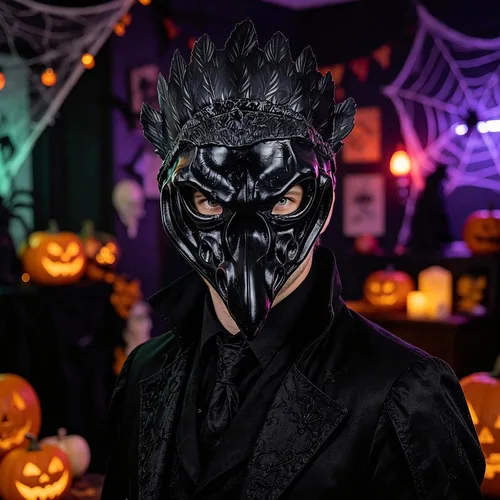 Vista 2 de Aroncent Plague Doctor Raven Mask Women Halloween Masquerade Feather