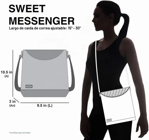 Vista 3 de CHALA Sweet Messenger - Bolso de hombro de tamaño medio con correa ajustable Ajolote - Turquesa