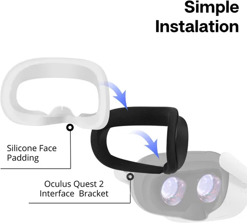 Vista 4 de TNP Silicone Cover Set for Oculus Quest 2 Meta Quest 2 Controller Protector White 3 in 1 Silicone VR Face Cover, Protective Lens Cover, VR Headset