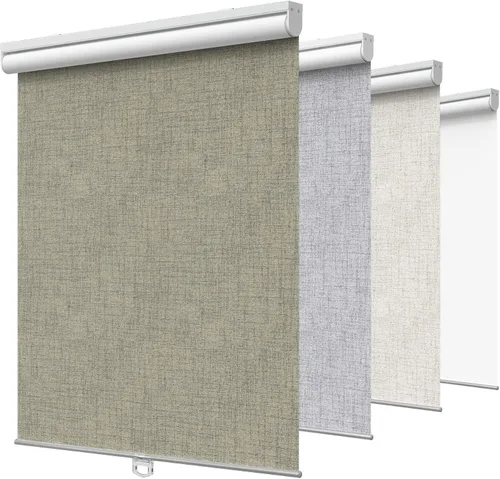 Vista 10 de GENIMO Persianas enrollables 100 % opacas, sin cordón, con aislamiento térmico, tela de protección UV, mini persianas de puerta francesa