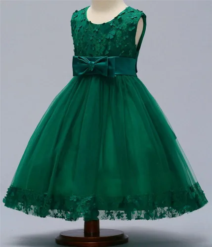 Vista 2 de WEONEDREAM Vestido de encaje elegante para niñas, para bodas, princesas o fiestas